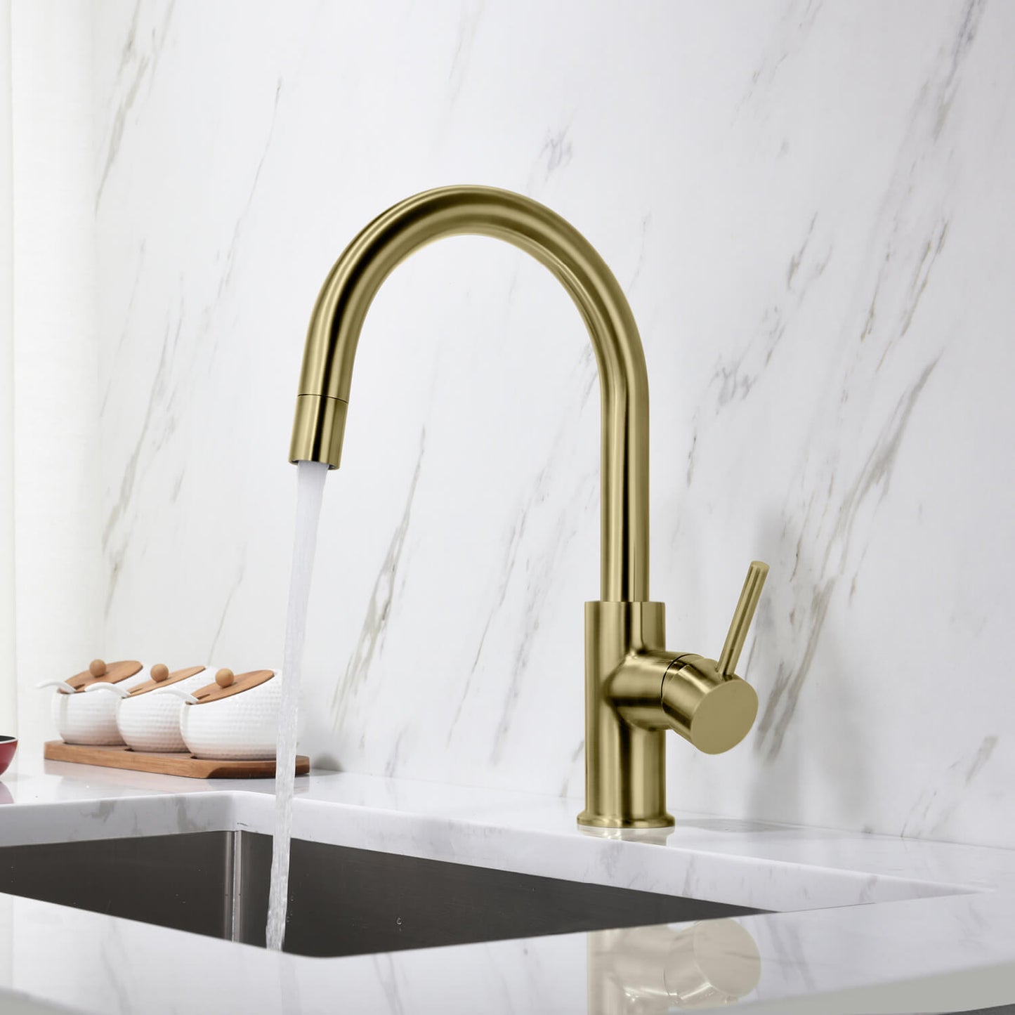 Pull-Down Kitchen Faucet with 1-Function Stream Head KF10107