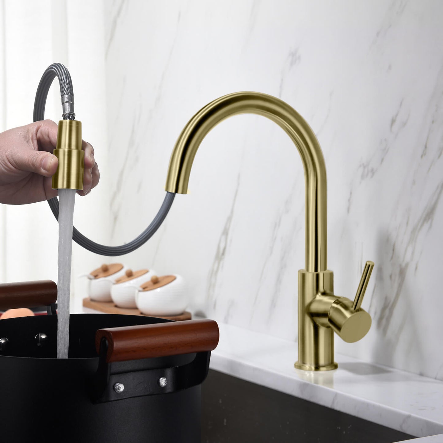 Pull-Down Kitchen Faucet with 1-Function Stream Head KF10107