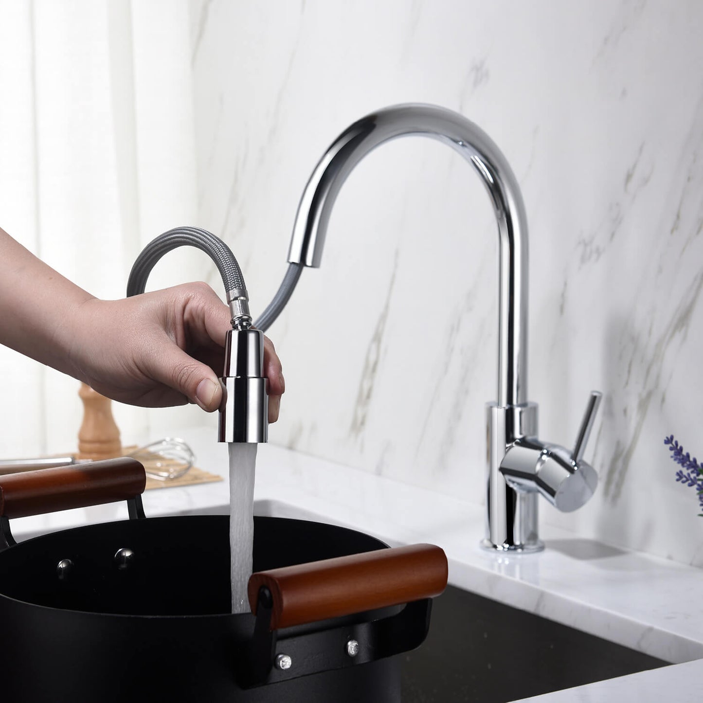 Pull-Down Kitchen Faucet with 1-Function Stream Head KF10107