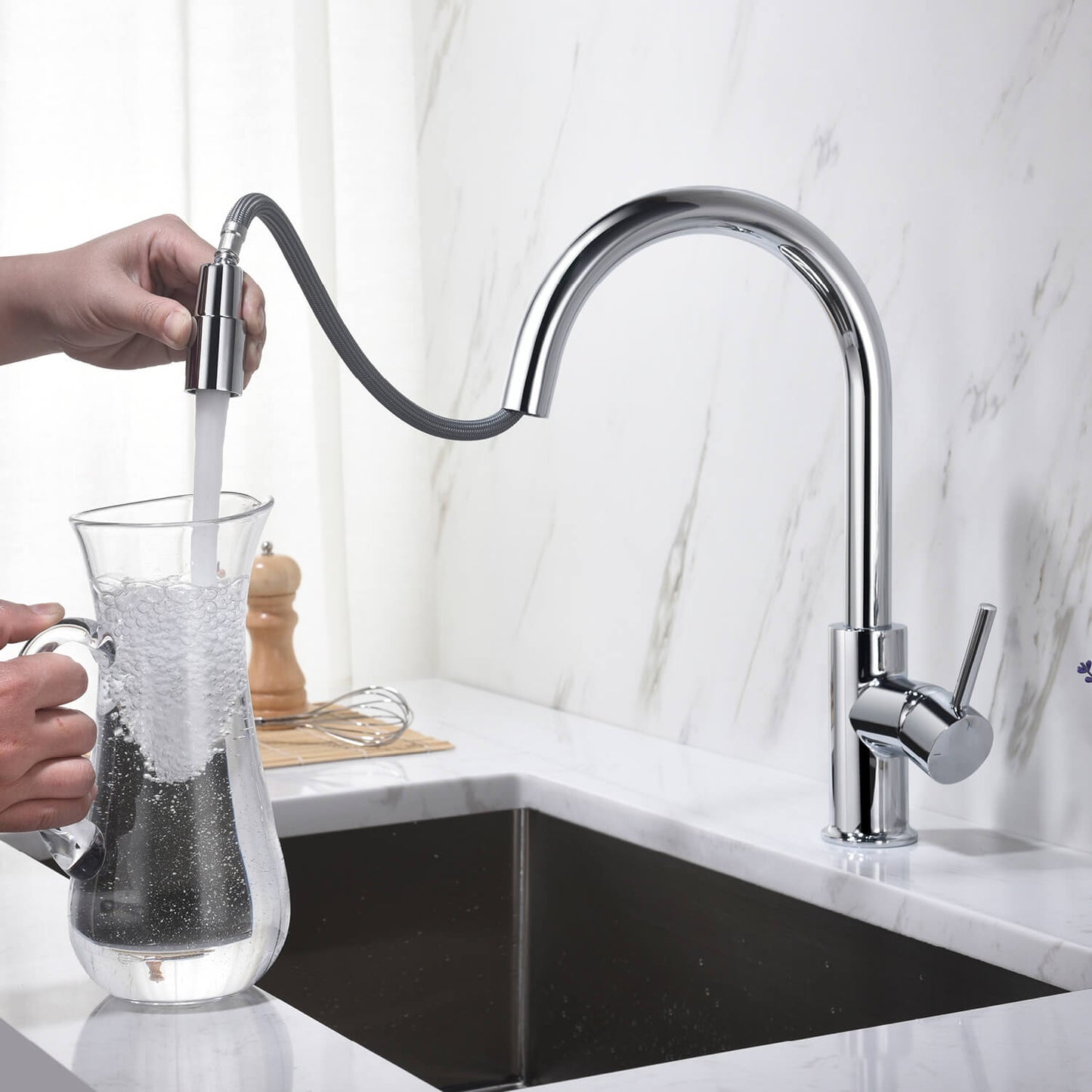 Pull-Down Kitchen Faucet with 1-Function Stream Head KF10107