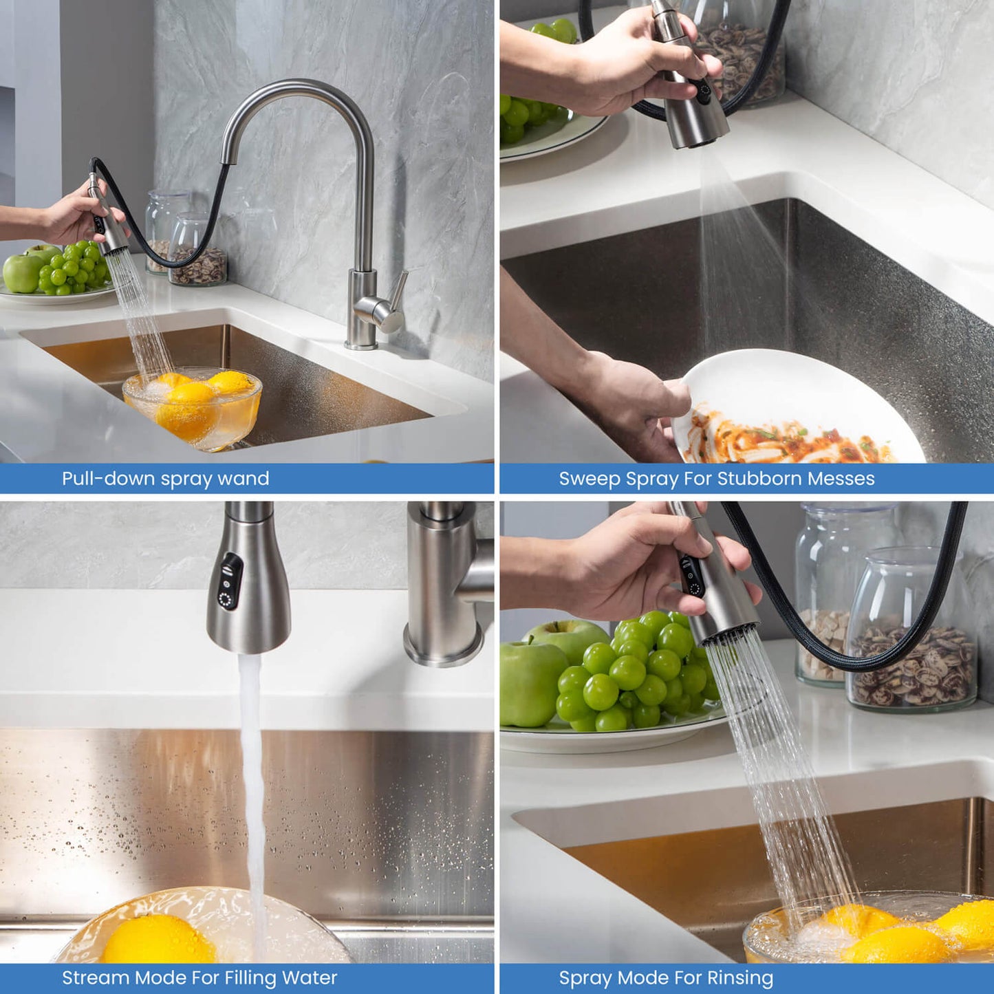 Pull-Down Kitchen Faucet with 3-Way Spray Head KF10125
