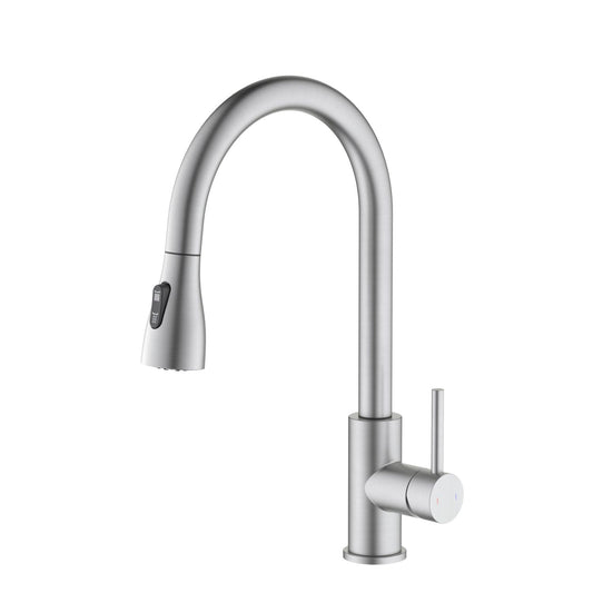 Single handle pull down kitchen faucet with hidden 3 way head shower KF10128