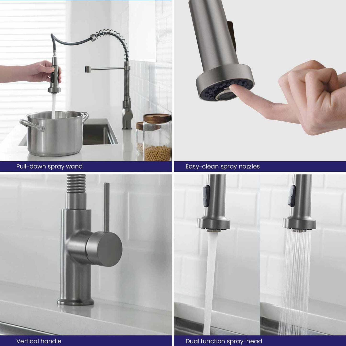 Aquavit Arena Commercial-Style Kitchen Faucet with 2-Way Spray Head KF10201