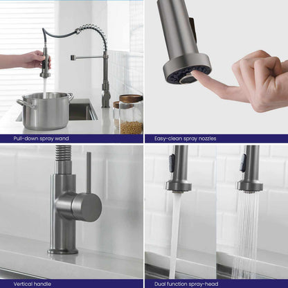 Aquavit Arena Commercial-Style Kitchen Faucet with 2-Way Spray Head KF10201
