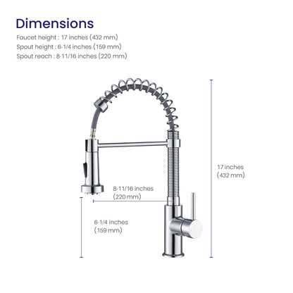 Aquavit Arena Commercial-Style Kitchen Faucet with 2-Way Spray Head KF10201