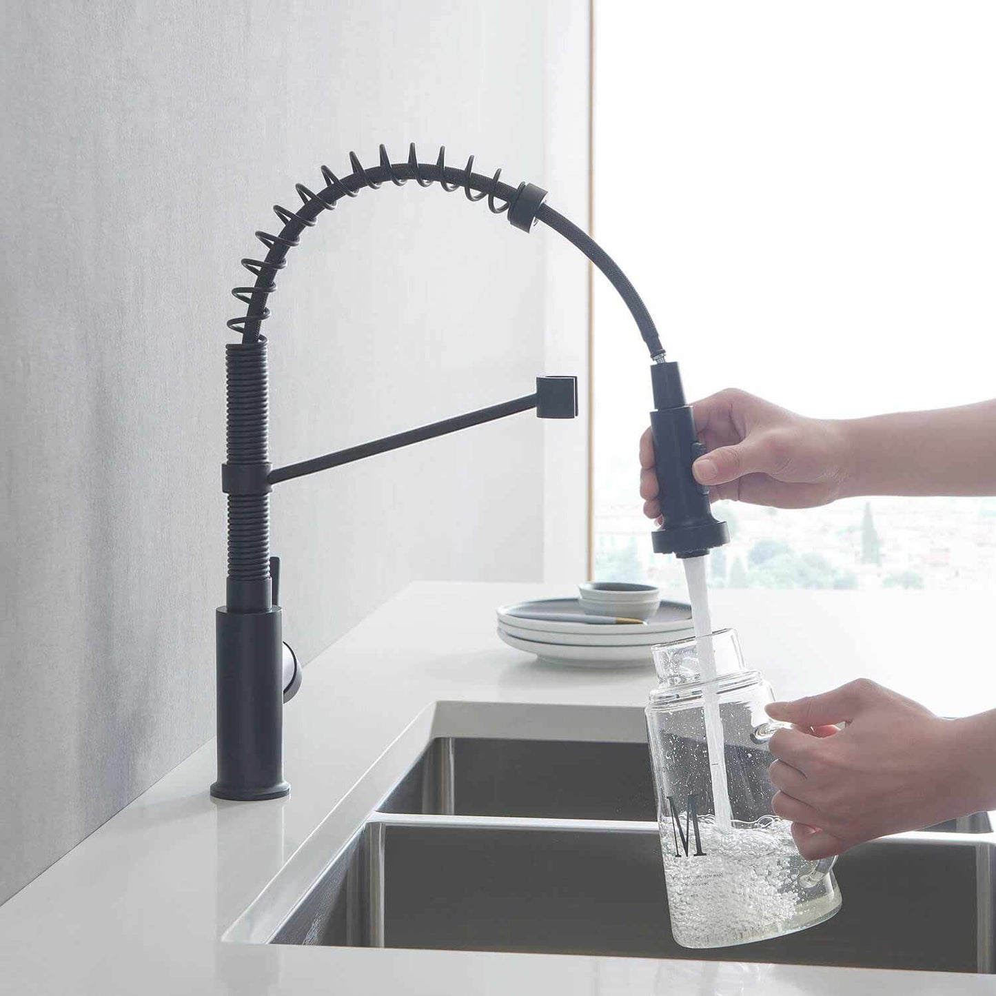 Aquavit Single handle pull down kitchen faucet with spring KF10202