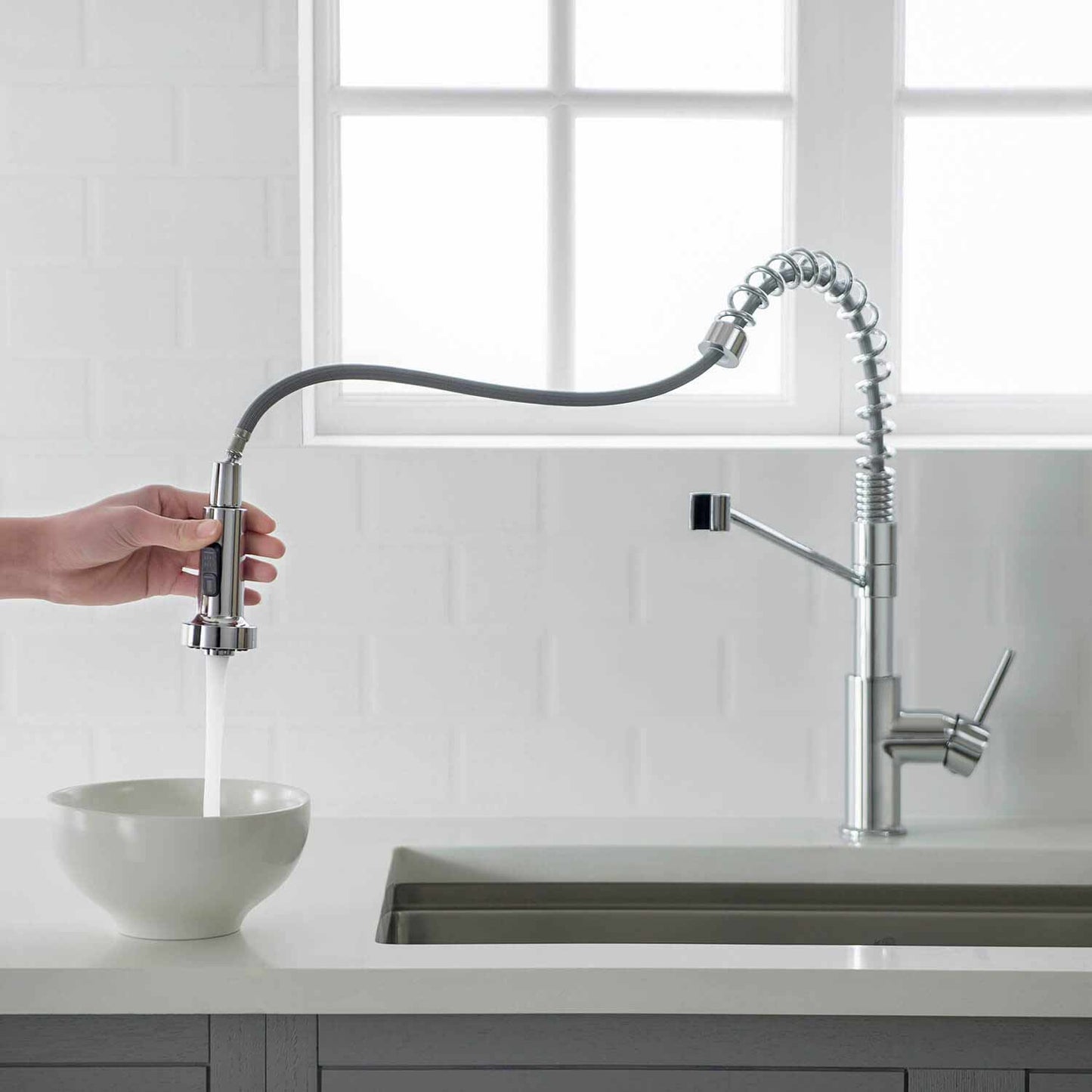 Aquavit Single handle pull down kitchen faucet with spring KF10203