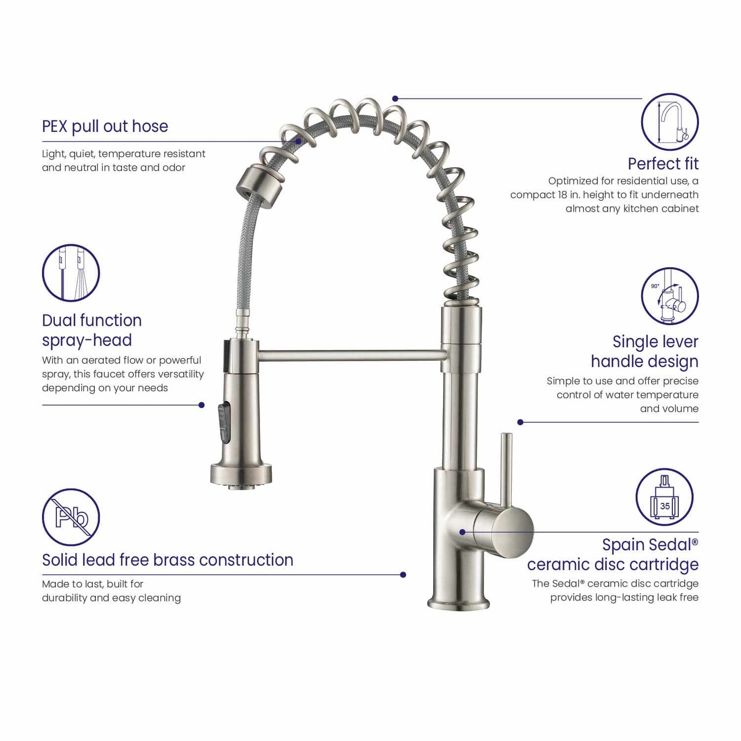 Aquavit Single handle commercial design pull down kitchen faucet KF10205