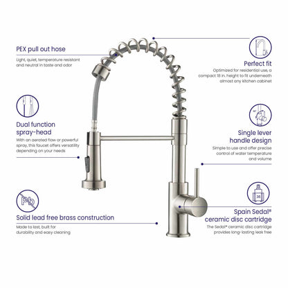 Aquavit Single handle commercial design pull down kitchen faucet KF10205