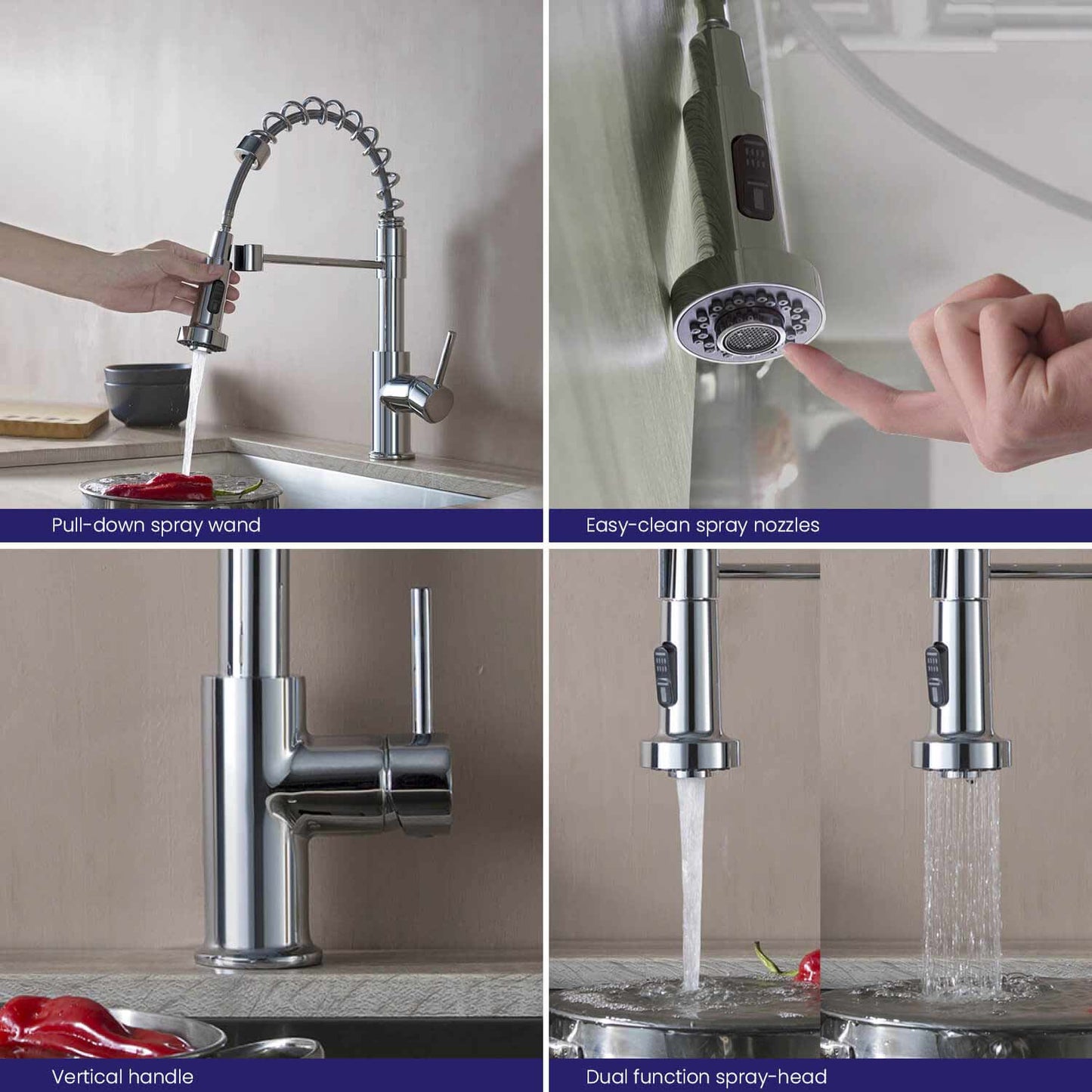 Aquavit Single handle commercial design pull down kitchen faucet KF10205