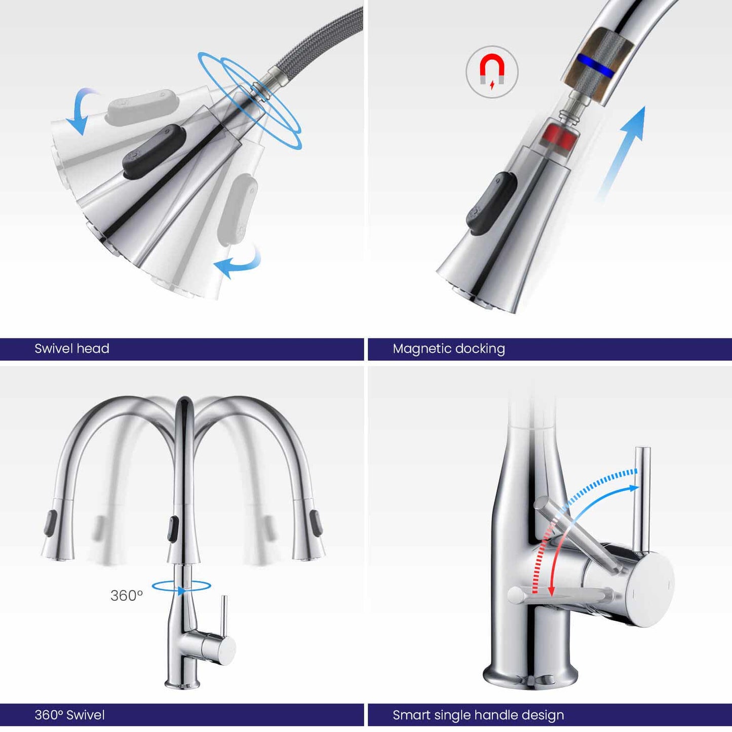 Aquavit Taper Single hole pull down kitchen faucet KF11101