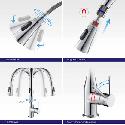 Aquavit Taper Single hole pull down kitchen faucet KF11101