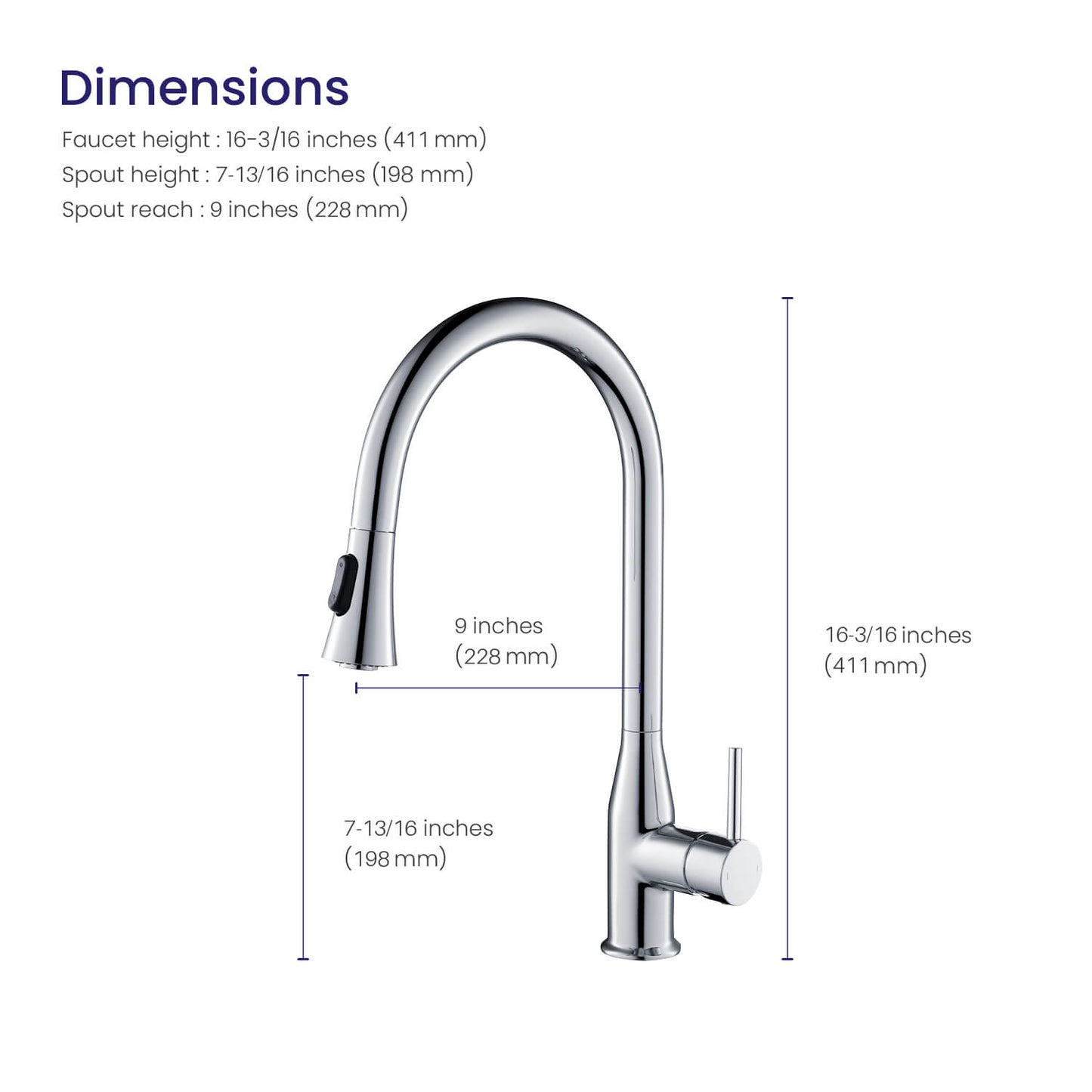 Aquavit Taper Single hole pull down kitchen faucet KF11101