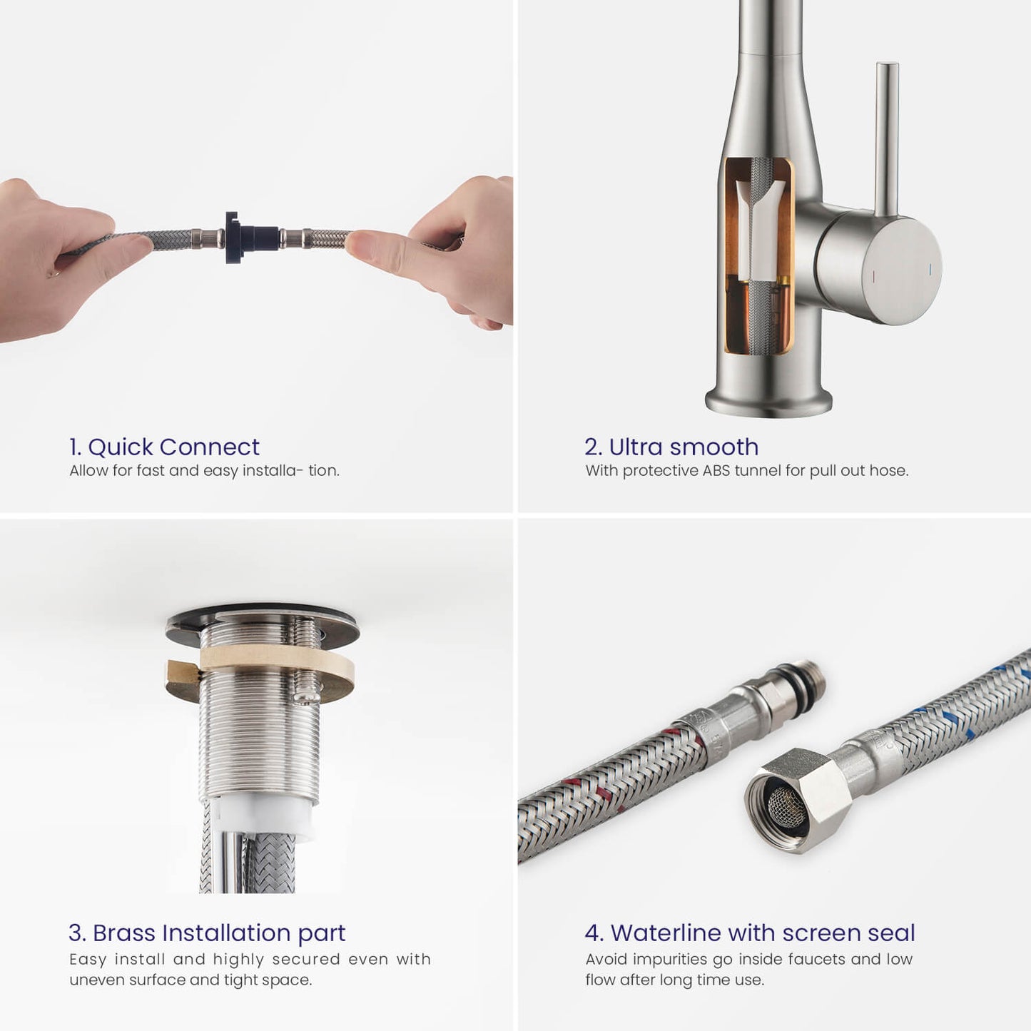 Aquavit Taper Commercial-Style Kitchen Faucet with 2-Way Spray Head KF11201