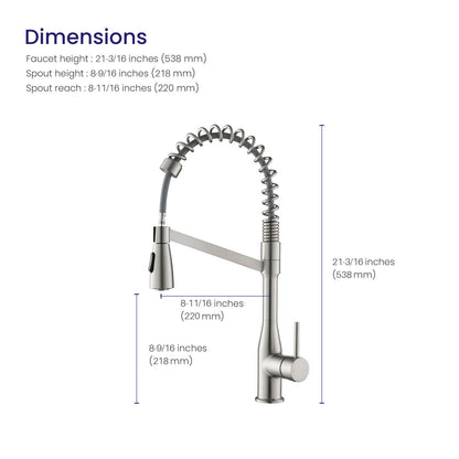 Aquavit Taper Commercial-Style Kitchen Faucet with 2-Way Spray Head KF11201