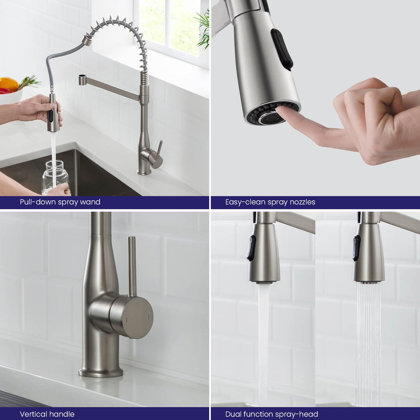 Aquavit Taper Commercial-Style Kitchen Faucet with 2-Way Spray Head KF11201