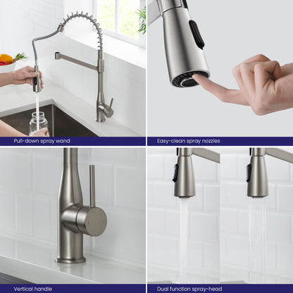 Aquavit Taper Commercial-Style Kitchen Faucet with 2-Way Spray Head KF11201