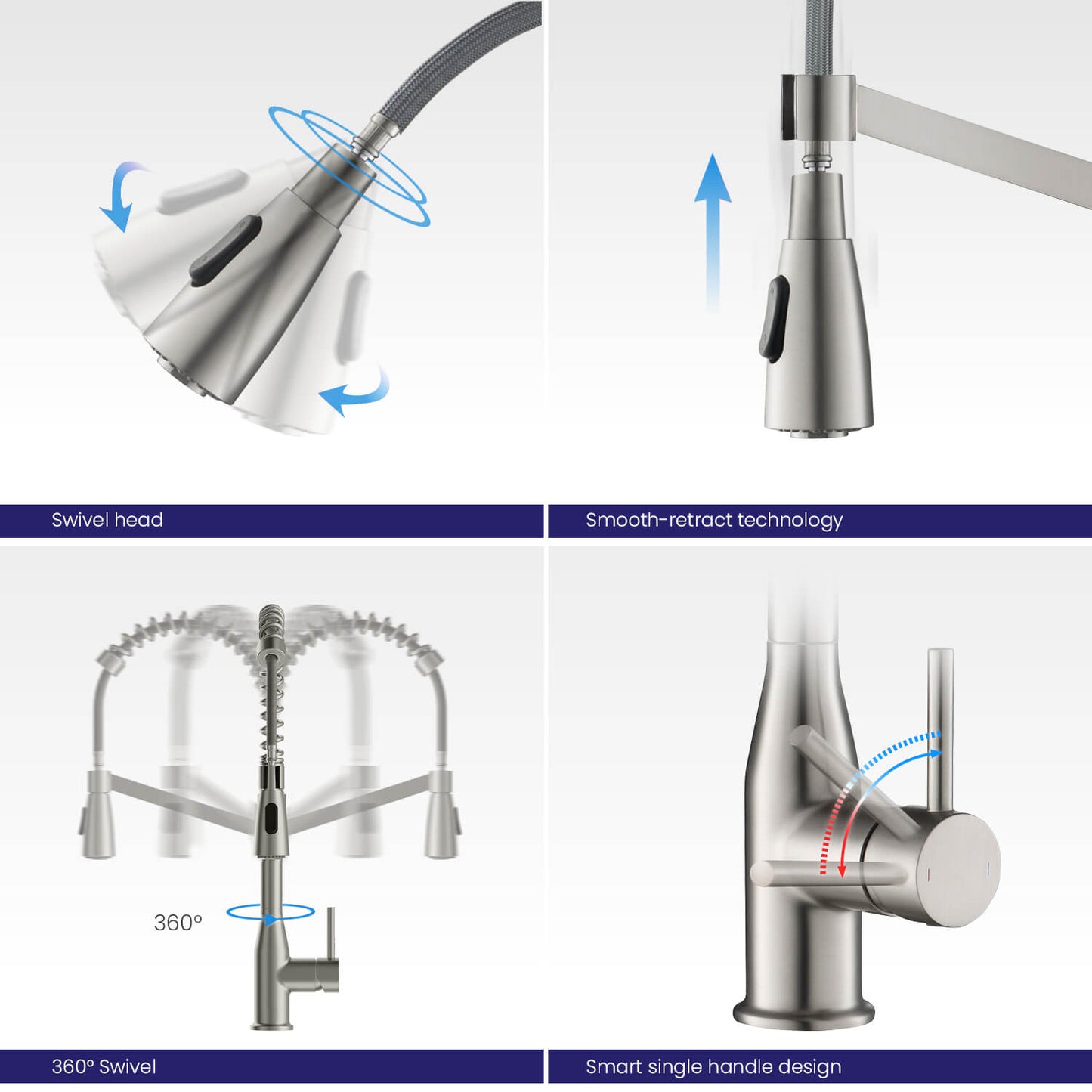 Aquavit Taper Commercial-Style Kitchen Faucet with 2-Way Spray Head KF11201