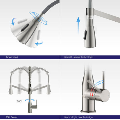 Aquavit Taper Commercial-Style Kitchen Faucet with 2-Way Spray Head KF11201
