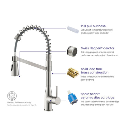 Aquavit Taper Commercial-Style Kitchen Faucet with 2-Way Spray Head KF11201