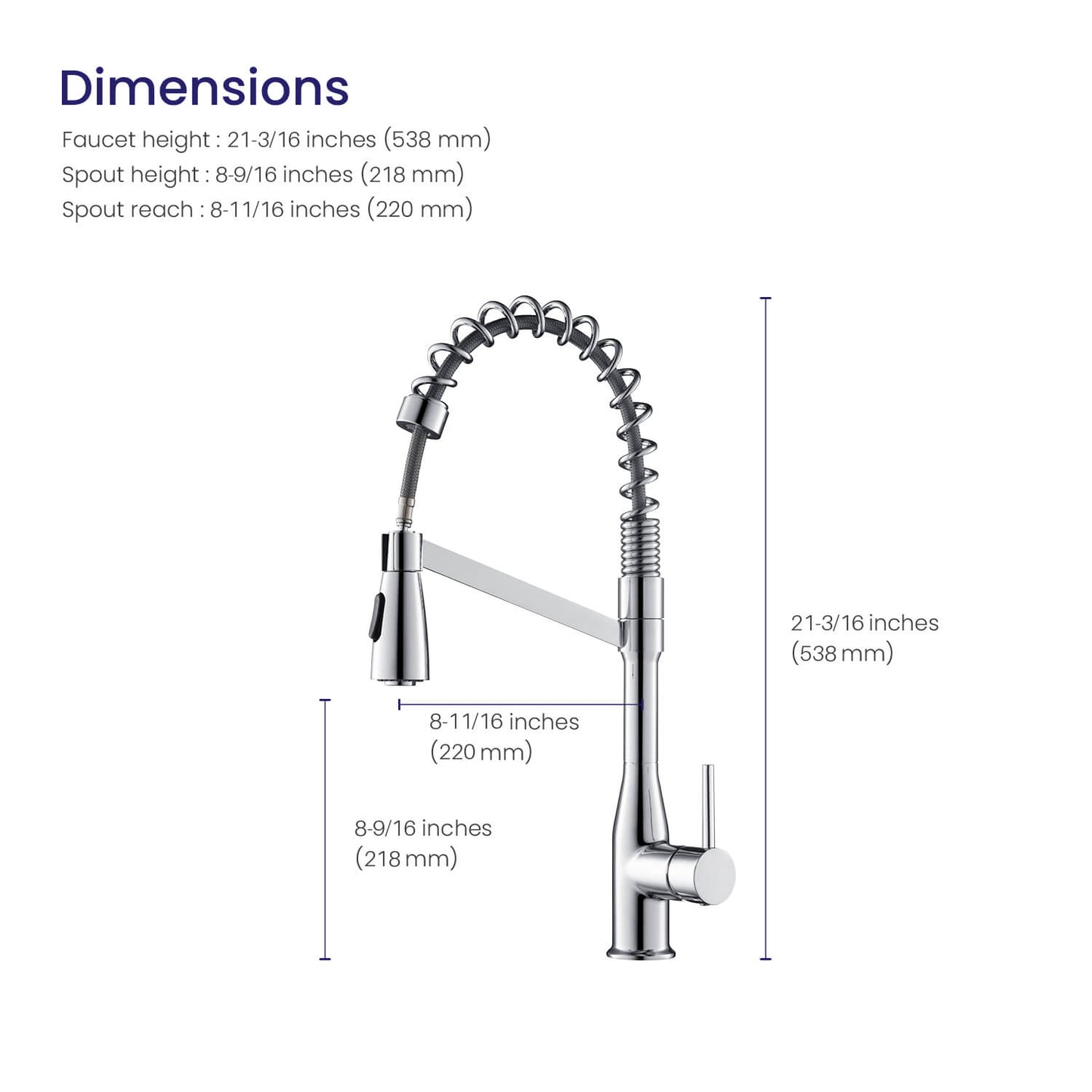 Aquavit Taper Commercial-Style Kitchen Faucet with 2-Way Spray Head KF11201