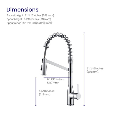 Aquavit Taper Commercial-Style Kitchen Faucet with 2-Way Spray Head KF11201