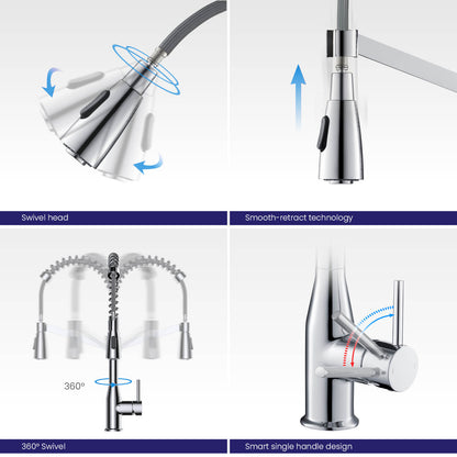 Aquavit Taper Commercial-Style Kitchen Faucet with 2-Way Spray Head KF11201