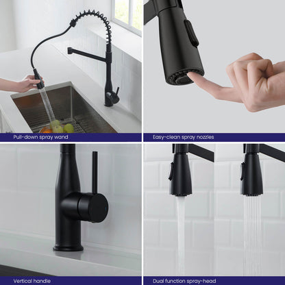 Aquavit Taper Commercial-Style Kitchen Faucet with 2-Way Spray Head KF11201