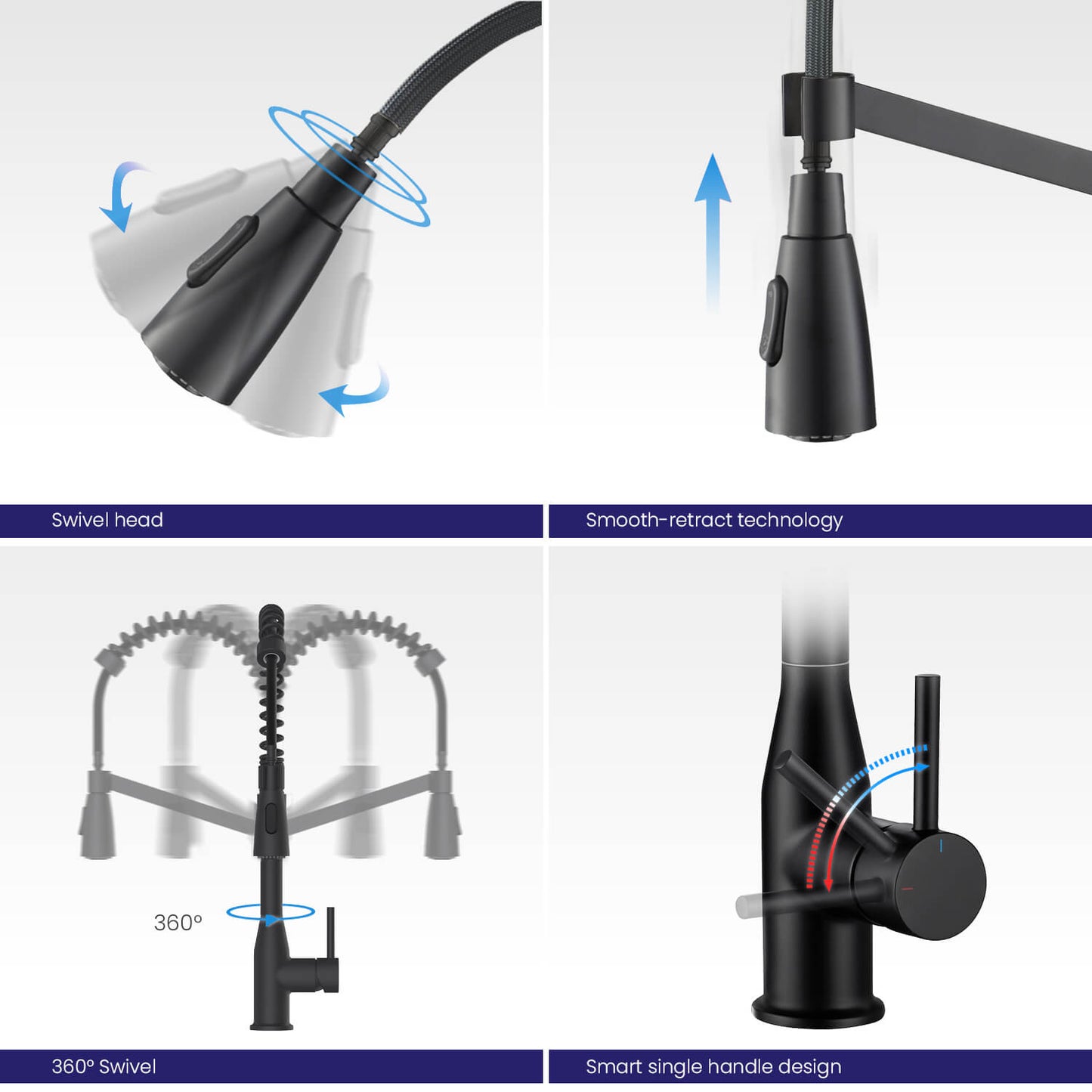 Aquavit Taper Commercial-Style Kitchen Faucet with 2-Way Spray Head KF11201