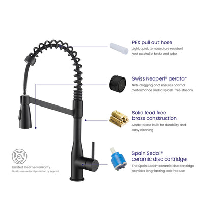 Aquavit Taper Commercial-Style Kitchen Faucet with 2-Way Spray Head KF11201