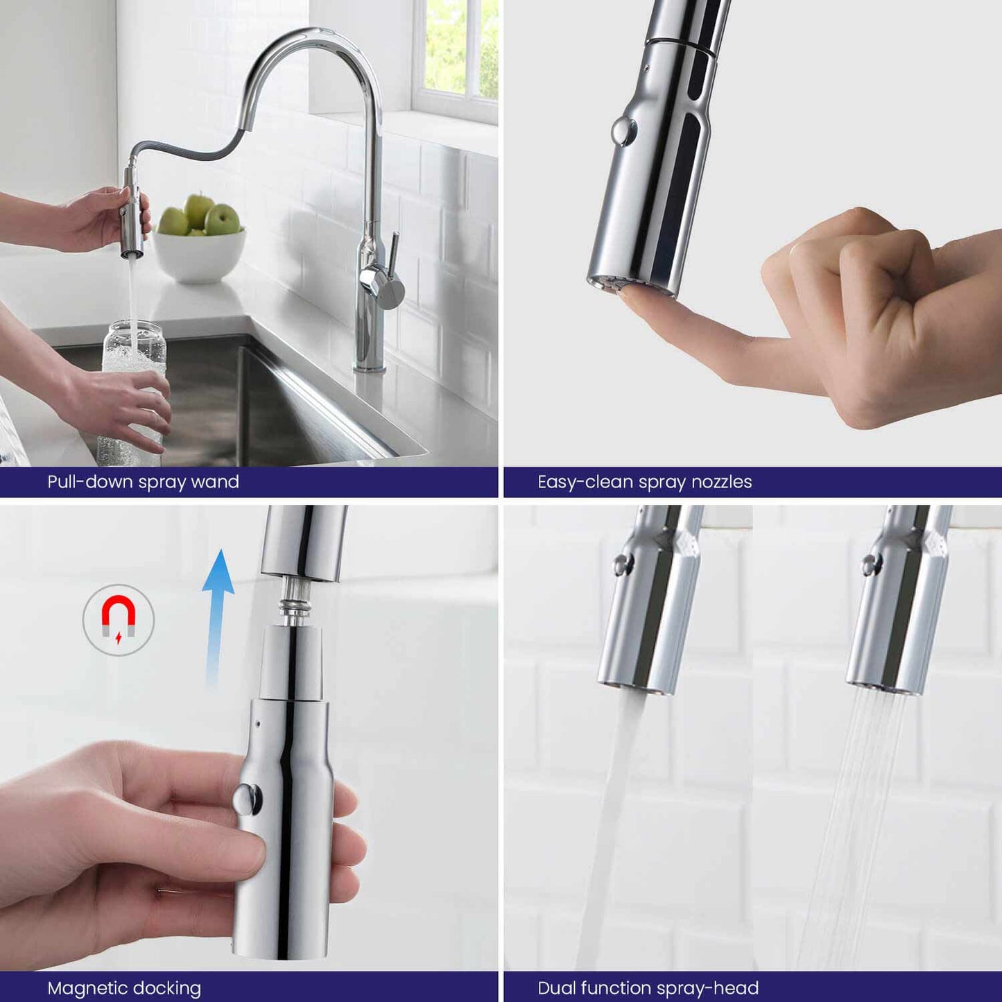 Single Handle Pull Down Kitchen Faucet with Sculptural Brass Body KF12101