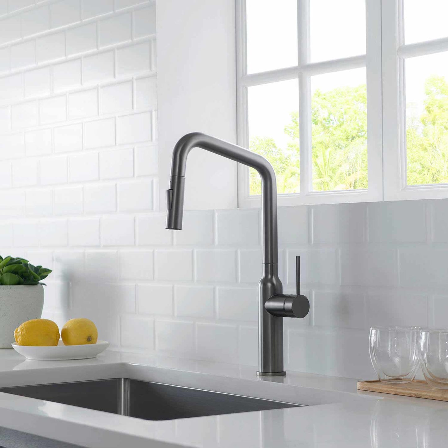 Modern Kitchen Faucet with 360° Swivel Spout and Artistic Vase Design KF12102
