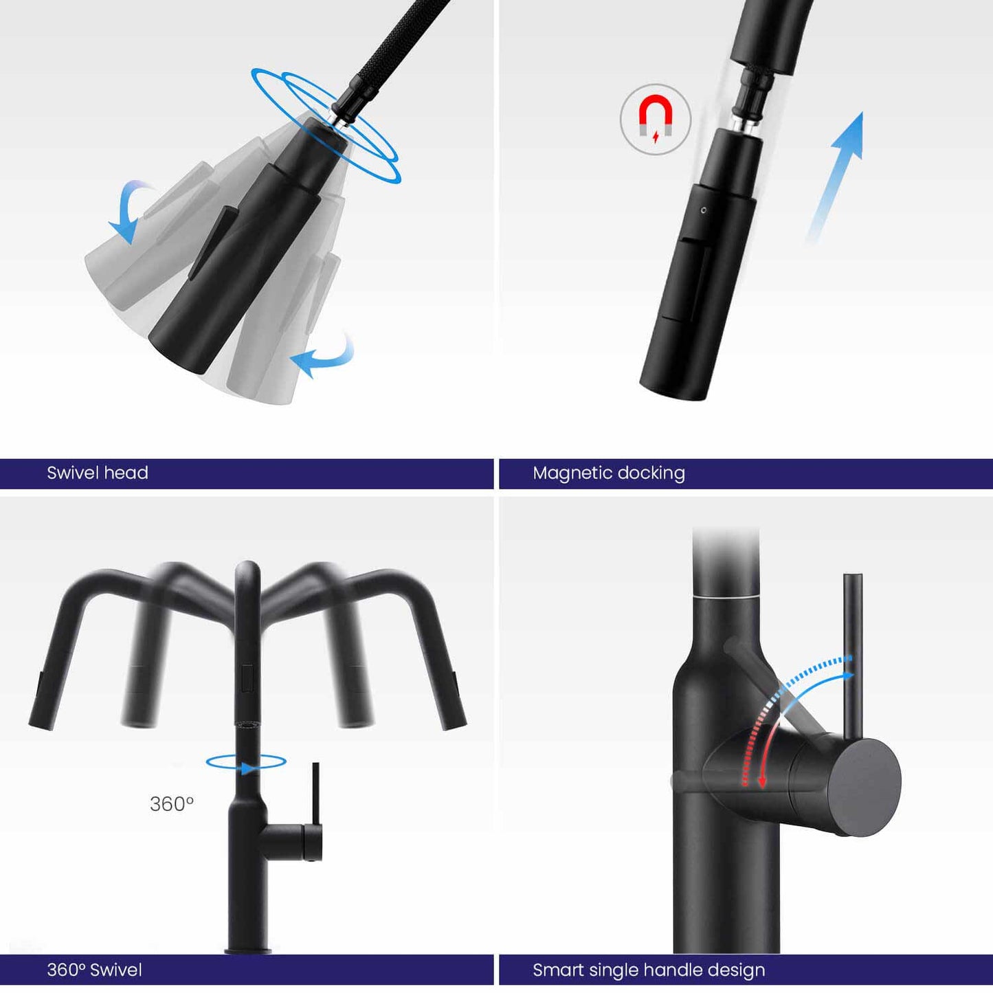 Modern Kitchen Faucet with 360° Swivel Spout and Artistic Vase Design KF12102