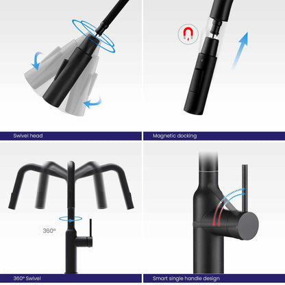 Modern Kitchen Faucet with 360° Swivel Spout and Artistic Vase Design KF12102