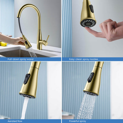Modern Single Handle Pull-Down Kitchen Faucet with Magnetic Spray KF14101