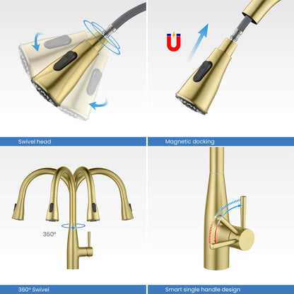 Modern Single Handle Pull-Down Kitchen Faucet with Magnetic Spray KF14101