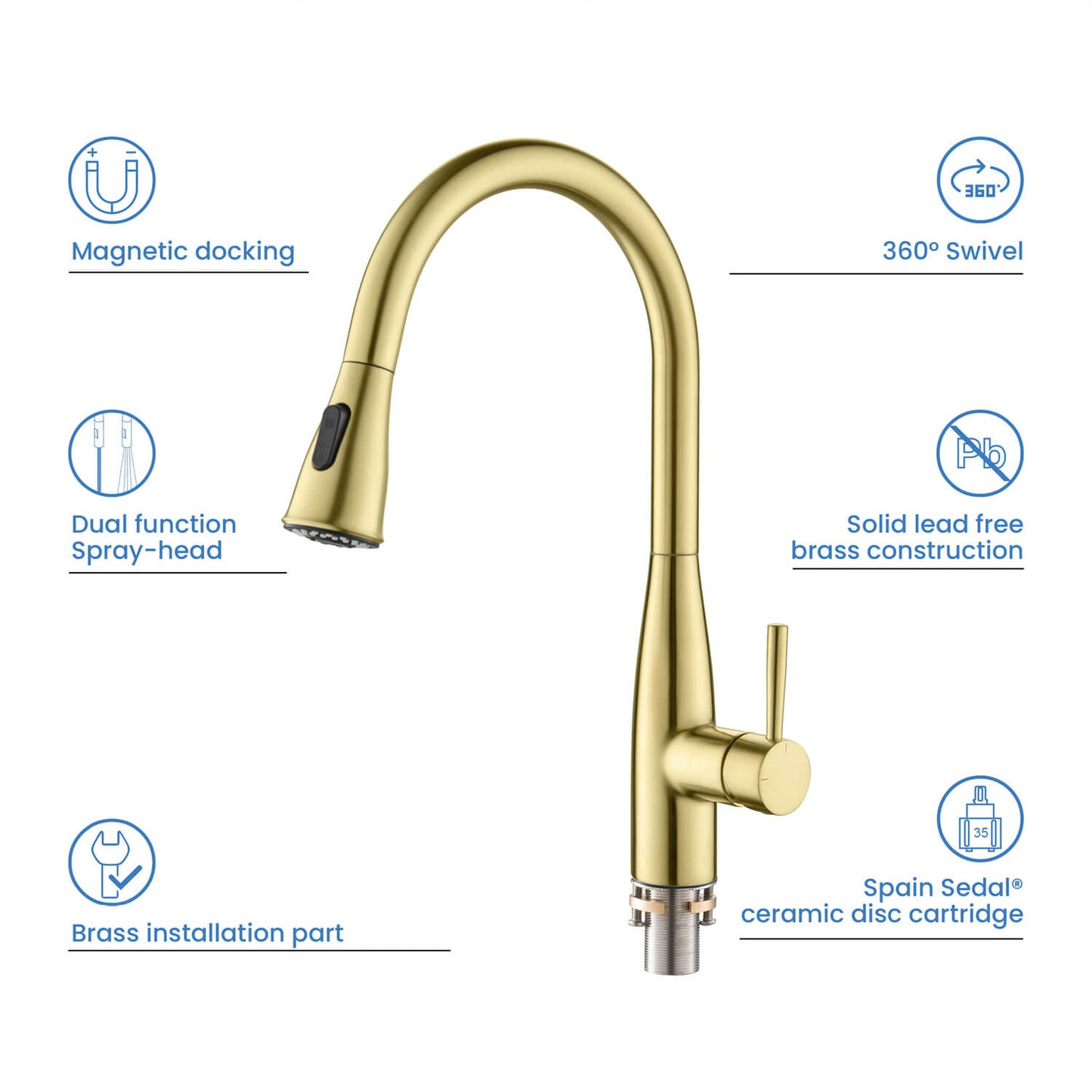 Modern Single Handle Pull-Down Kitchen Faucet with Magnetic Spray KF14101
