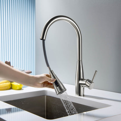 Modern Single Handle Pull-Down Kitchen Faucet with Magnetic Spray KF14101