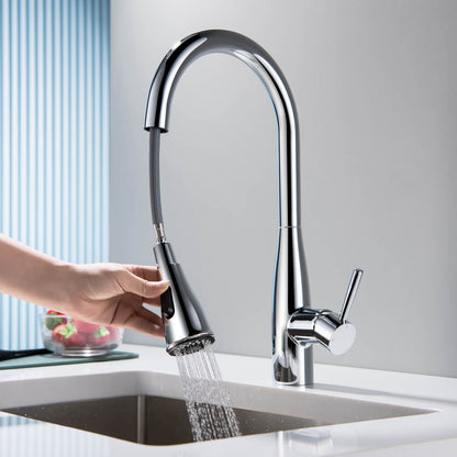Modern Single Handle Pull-Down Kitchen Faucet with Magnetic Spray KF14101