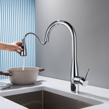 Modern Single Handle Pull-Down Kitchen Faucet with Magnetic Spray KF14101