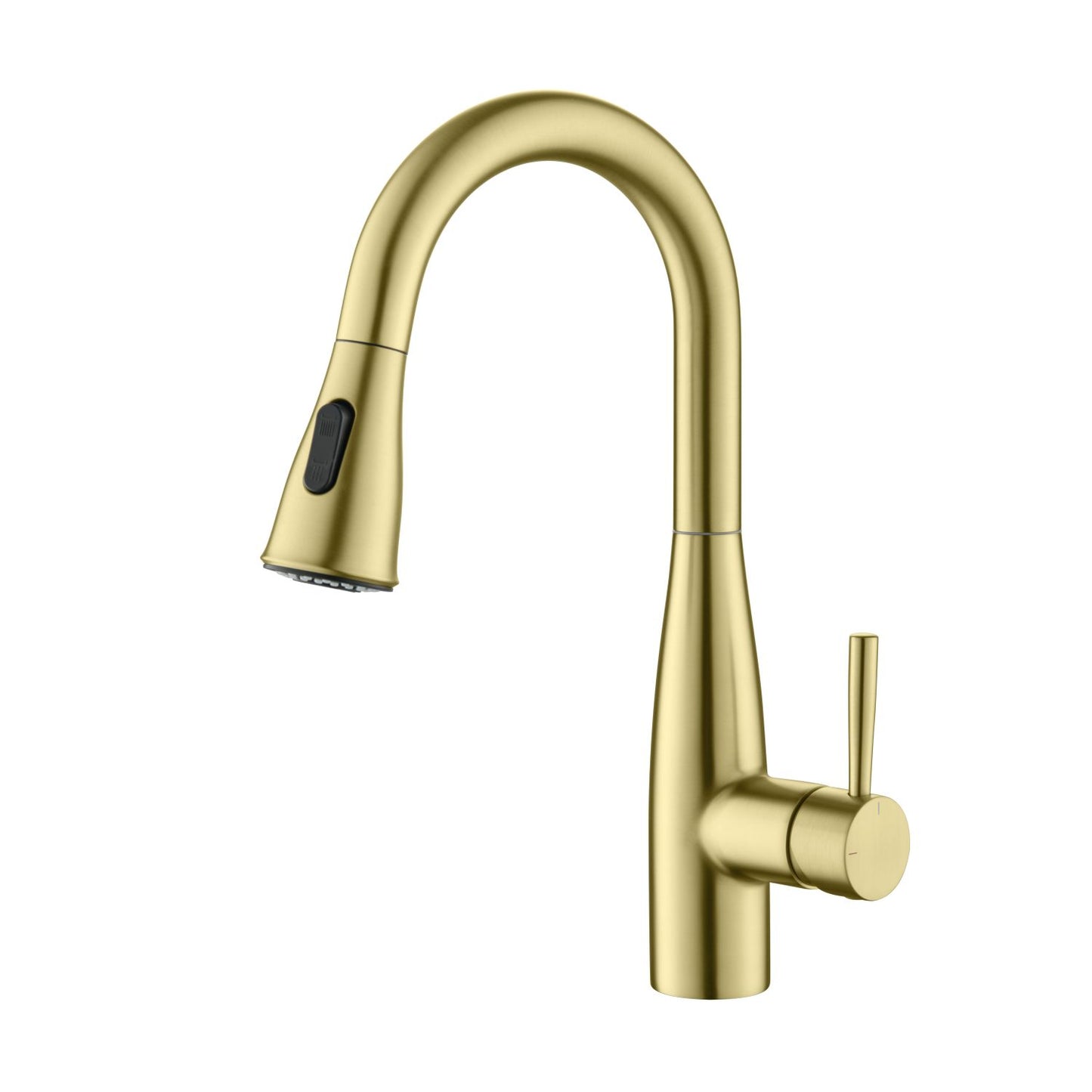 Aquavit Sleek Brass Kitchen Faucet with 360° Swivel Spout and Dual-Function Spray KF14102