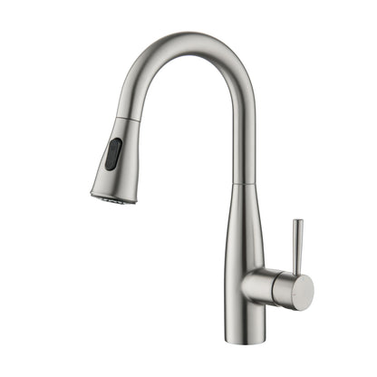 Aquavit Sleek Brass Kitchen Faucet with 360° Swivel Spout and Dual-Function Spray KF14102