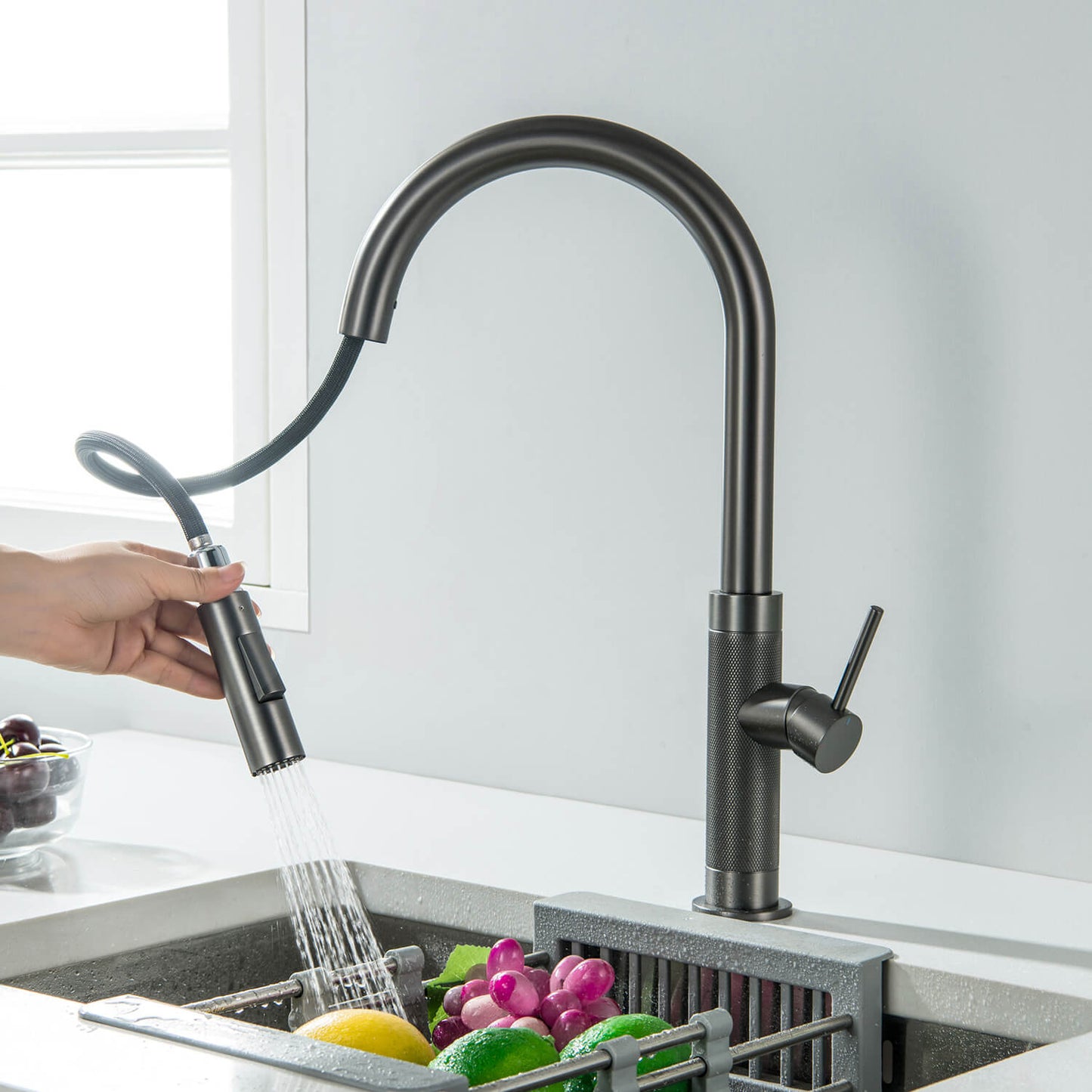 Aquavit KF15103 Single Handle Pull-Down Kitchen Faucet with Magnetic Dual-Function Spray Head