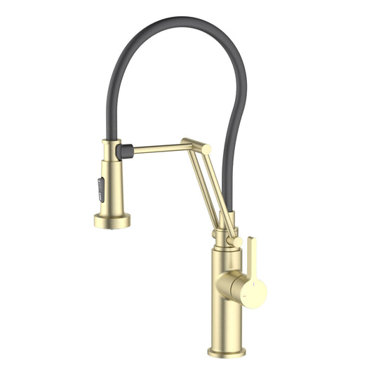 Aquavit KF15301 Articulating Pull-Out Kitchen Faucet with 360° Swivel Rubber Spout