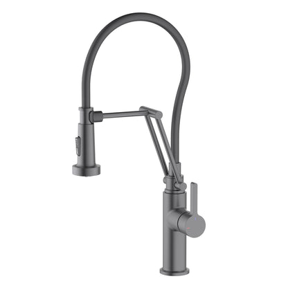 Aquavit KF15301 Articulating Pull-Out Kitchen Faucet with 360° Swivel Rubber Spout