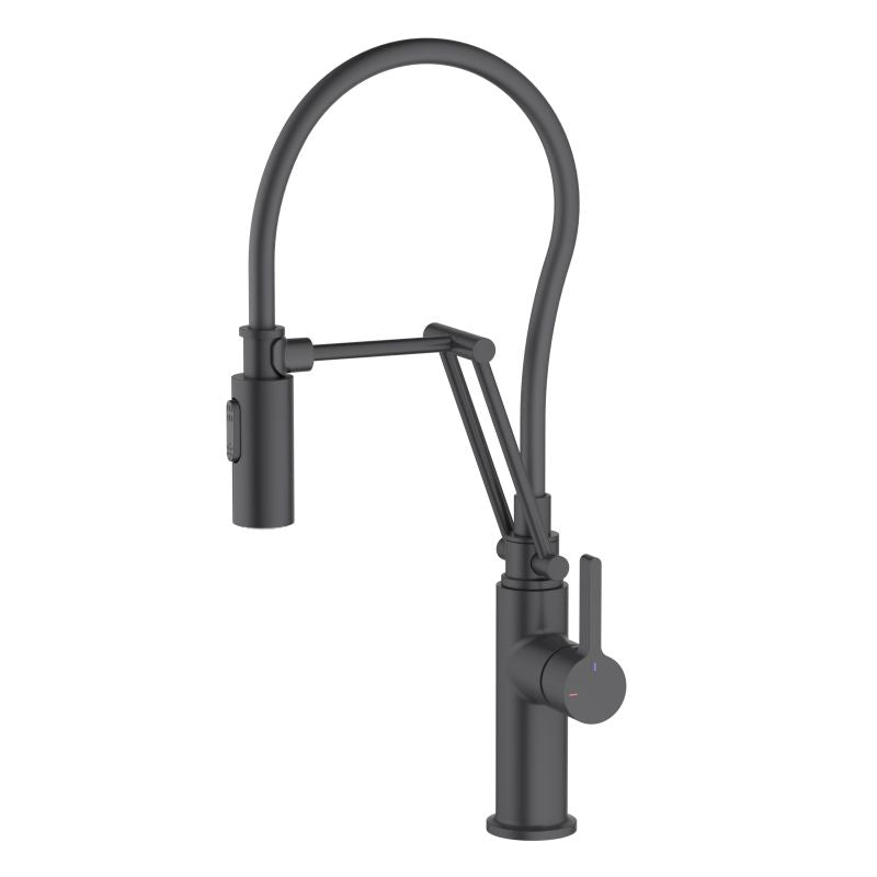Aquavit Pull-Out Kitchen Faucet with pull out black hose KF15302
