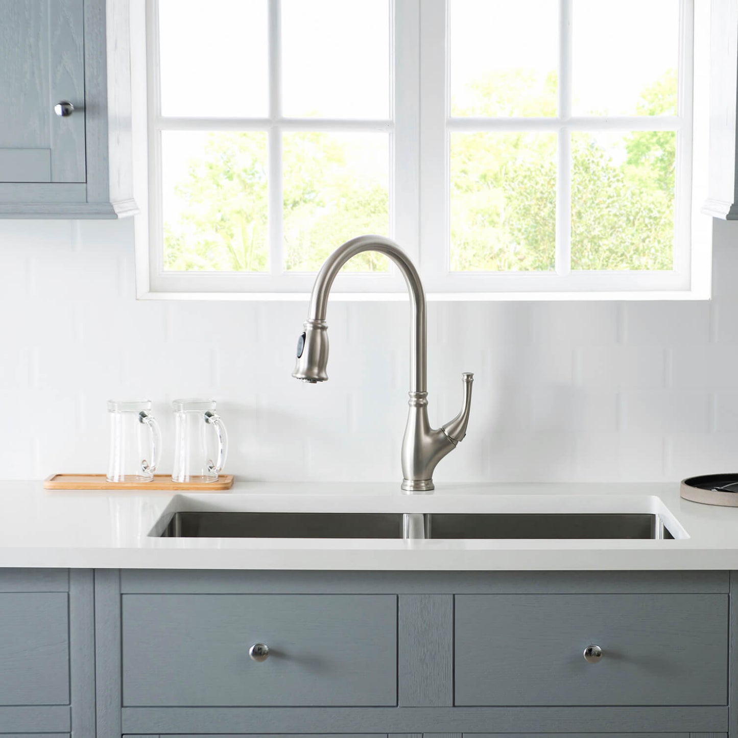 Aquavit Vintage Kitchen Faucet with Transitional Design and Pull-Down Spray KF17101