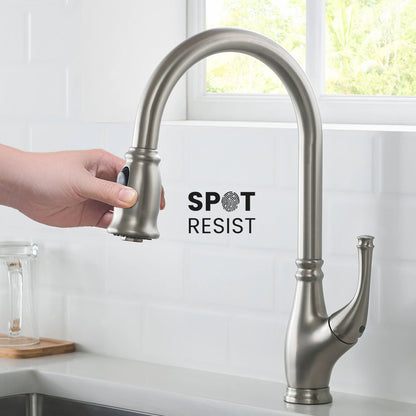 Aquavit Vintage Kitchen Faucet with Transitional Design and Pull-Down Spray KF17101