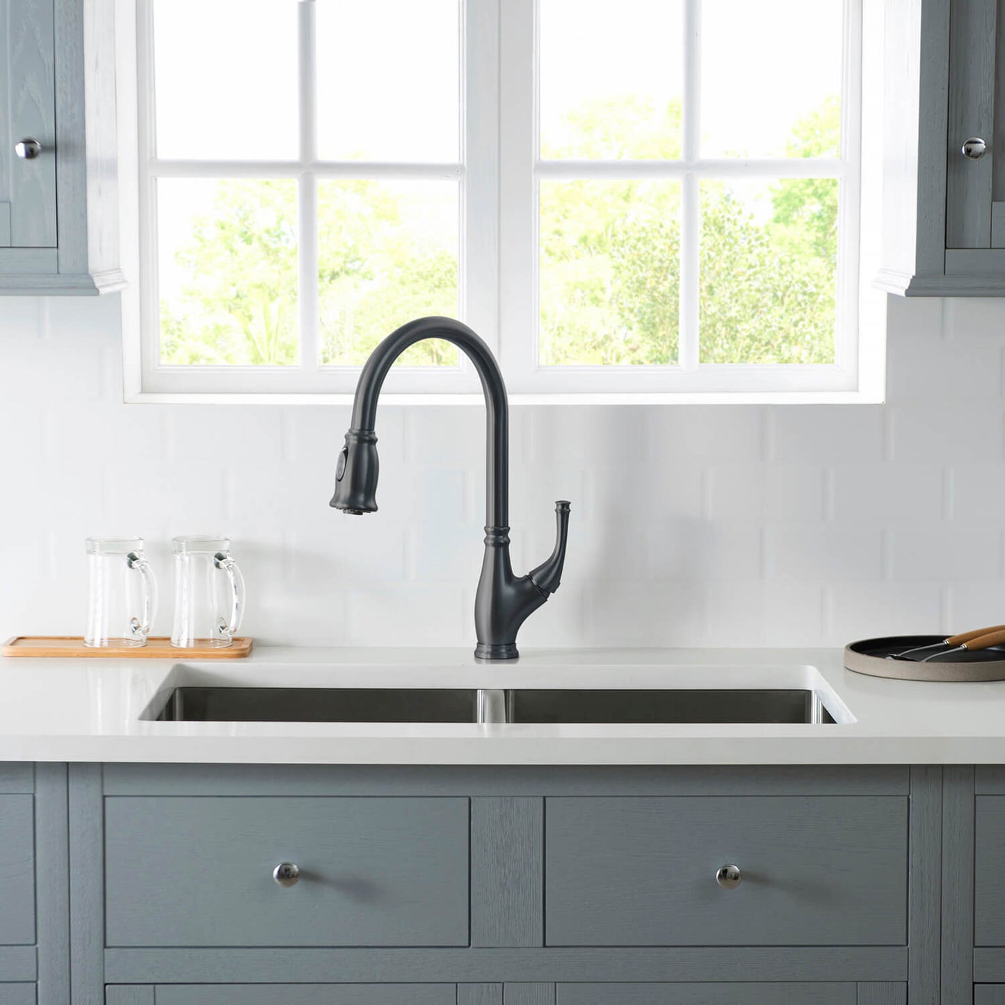 Aquavit Vintage Kitchen Faucet with Transitional Design and Pull-Down Spray KF17101