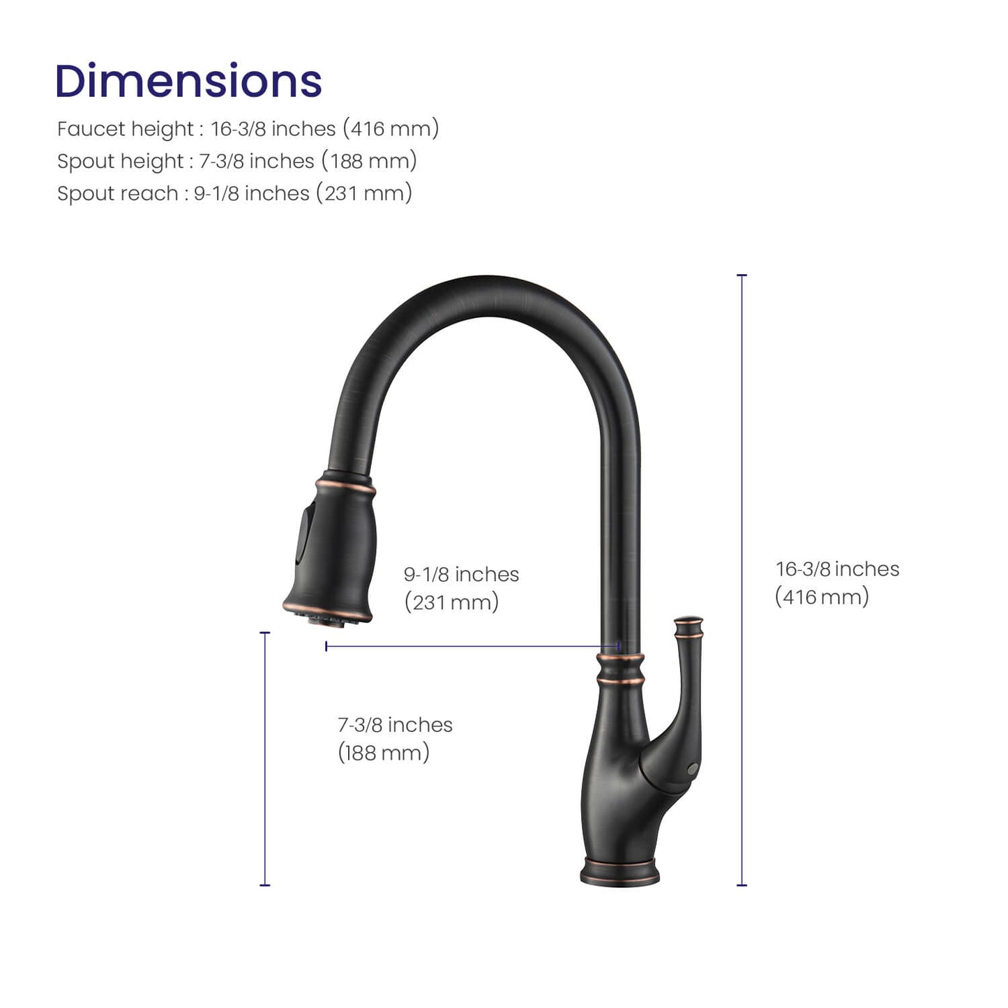 Aquavit Vintage Kitchen Faucet with Transitional Design and Pull-Down Spray KF17101